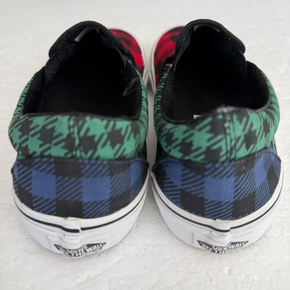 Size 7 - Vans Classic Buffalo Mix Red Green Blue Skate Shoes Women's - Picture 9 of 10